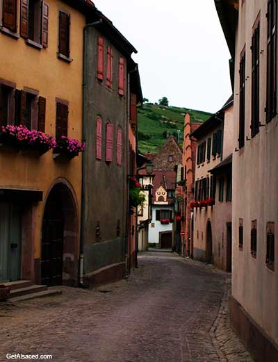 alsace village street in france