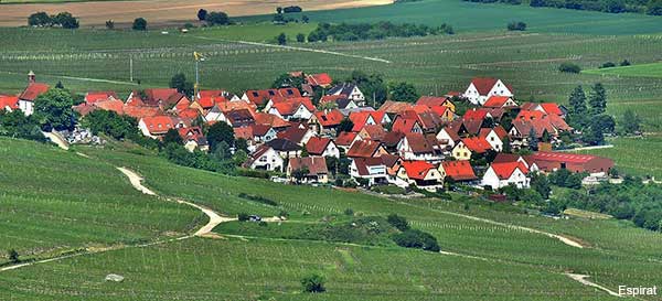 view of the tiny village of Dieffenthal in Alsace France