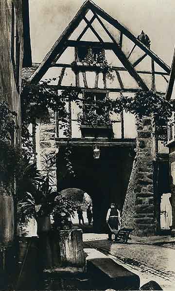 old photo of an Alsace village in France